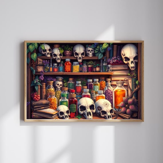 Skull Potion Shop Puzzle Gothic Halloween Family Game Night