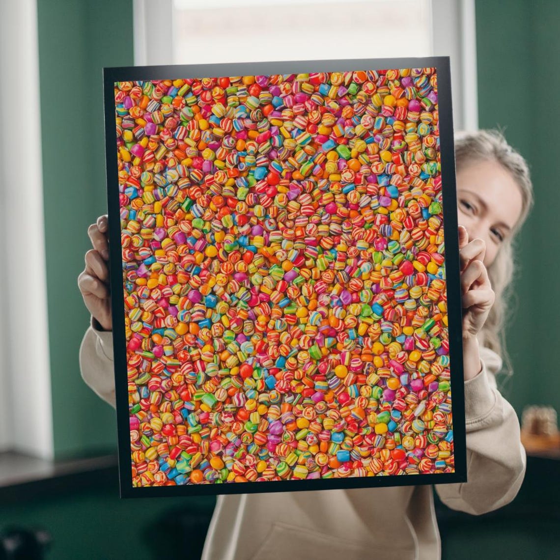 Colorful Candy Collage Sweet Treats Rainbow Puzzle Art Print