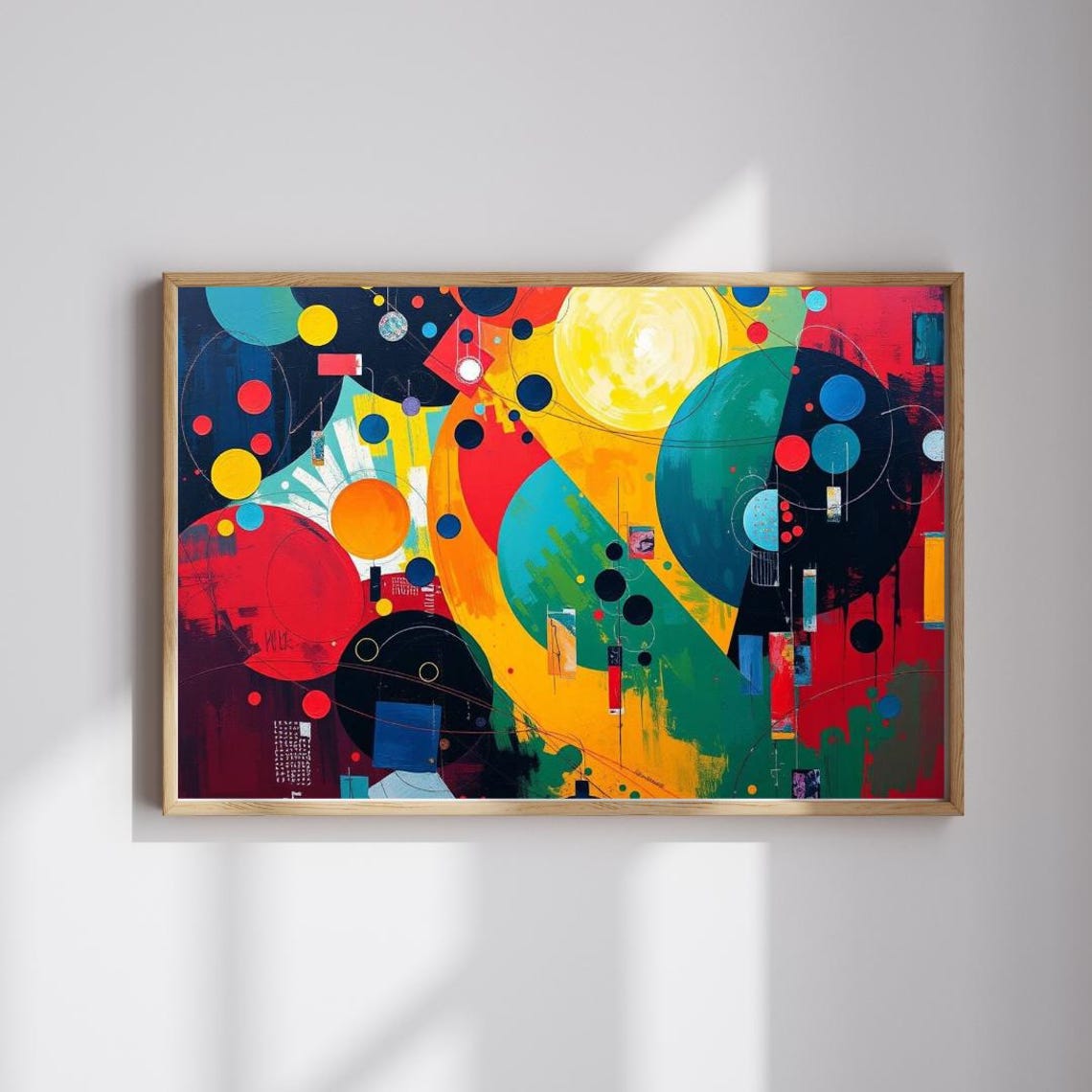 Playful Geometric Circles Abstract Bold Color Modern Art Poster