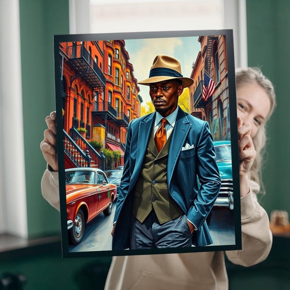 Vintage Style African Art Jigsaw Puzzle Elegant Street Scene