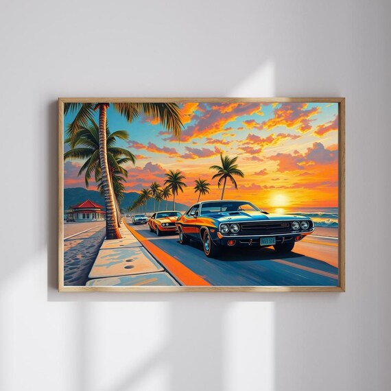 Vintage Car Sunset Jigsaw Puzzle Nostalgic Family Fun