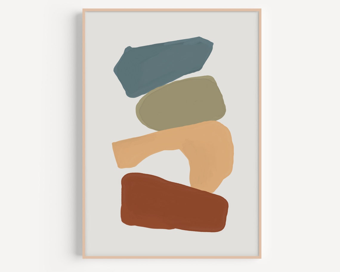 Stacked Geometric Shapes Scandinavian Earth Tone Abstract Poster