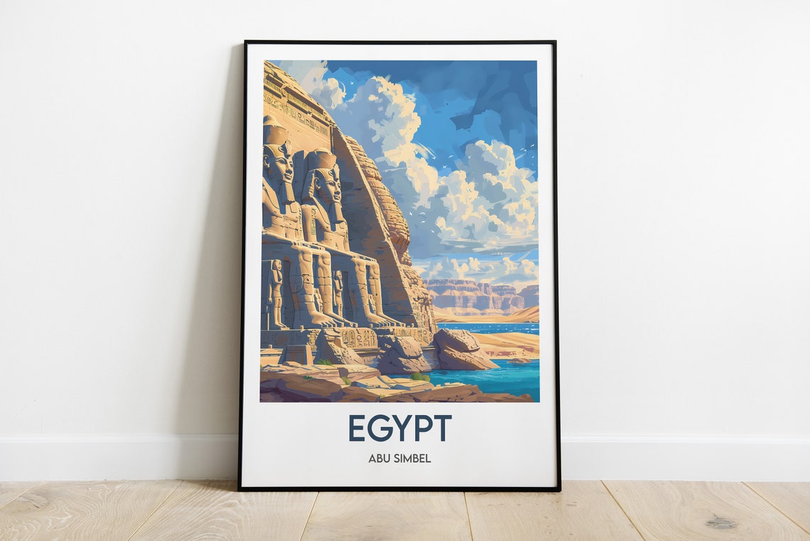 Egypt Abu Simbel Ancient Temple Colossal Statues Nile Poster