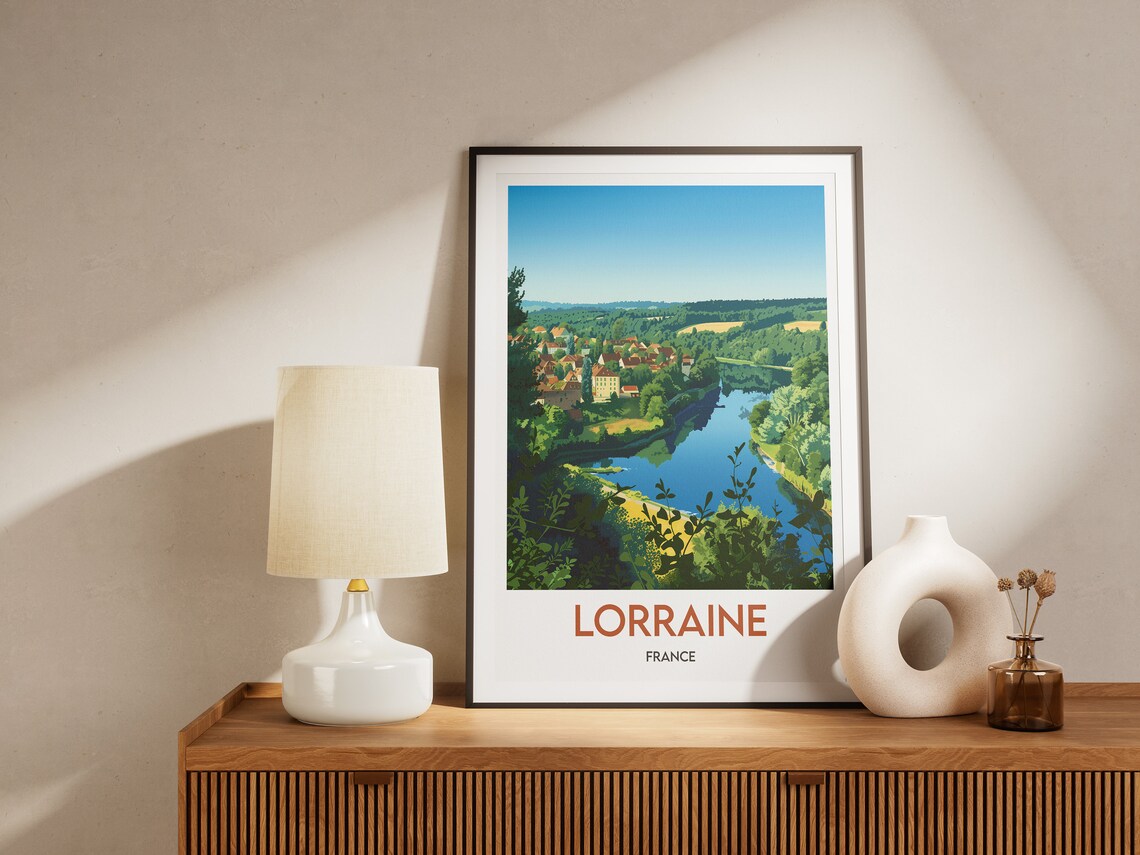 Lorraine France Riverside Village and Rolling Hills Classic Poster - Image 2