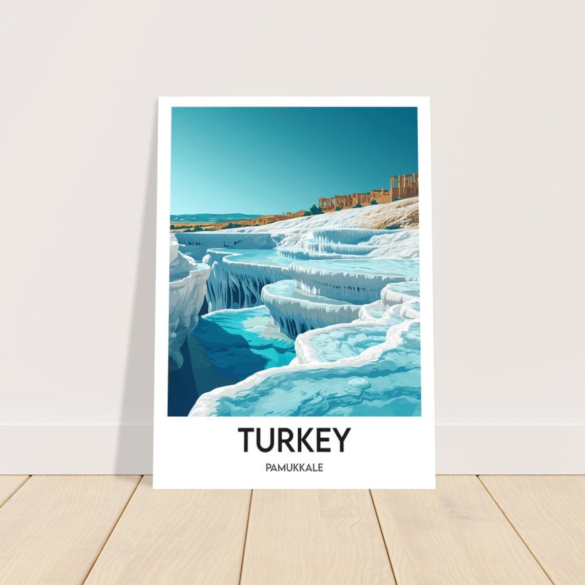Turkey Pamukkale White Travertine Terraces Turquoise Pools Poster - Image 2