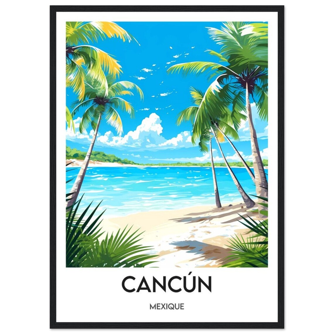 Cancun Mexico Tropical Palm Fringed Beach Turquoise Sea Poster - Image 2