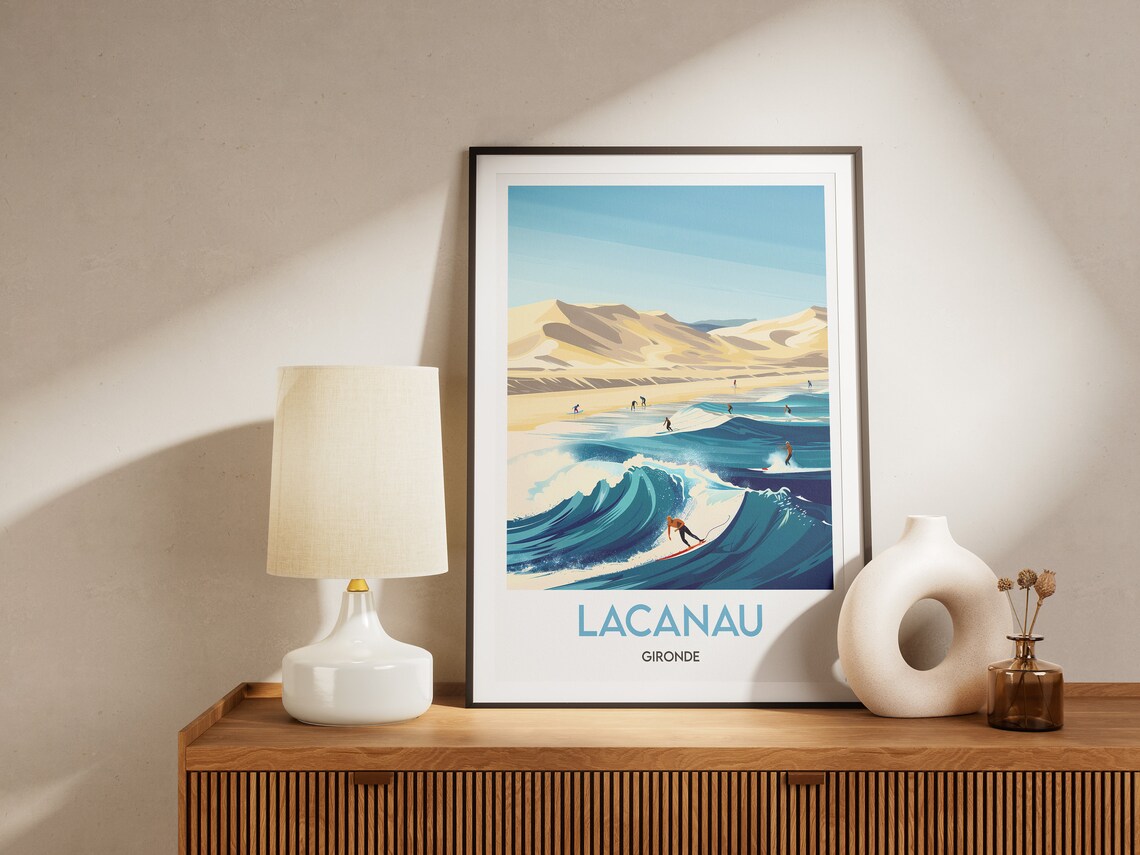 Lacanau Surf Illustration Art Print, Gironde - Image 2