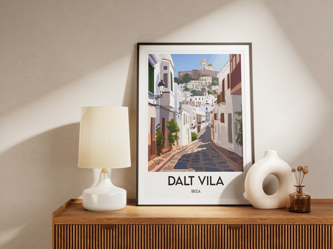 Dalt Vila Ibiza Cobblestone Street Old Town Alleyway Travel Poster - Image 2
