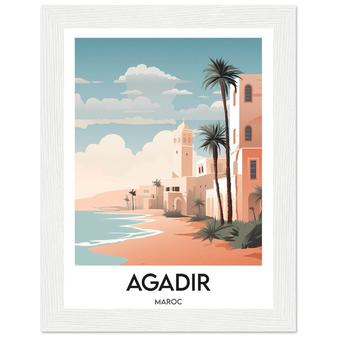 Agadir Morocco Coastal Promenade Palm Trees Atlantic Coast Poster - Image 2