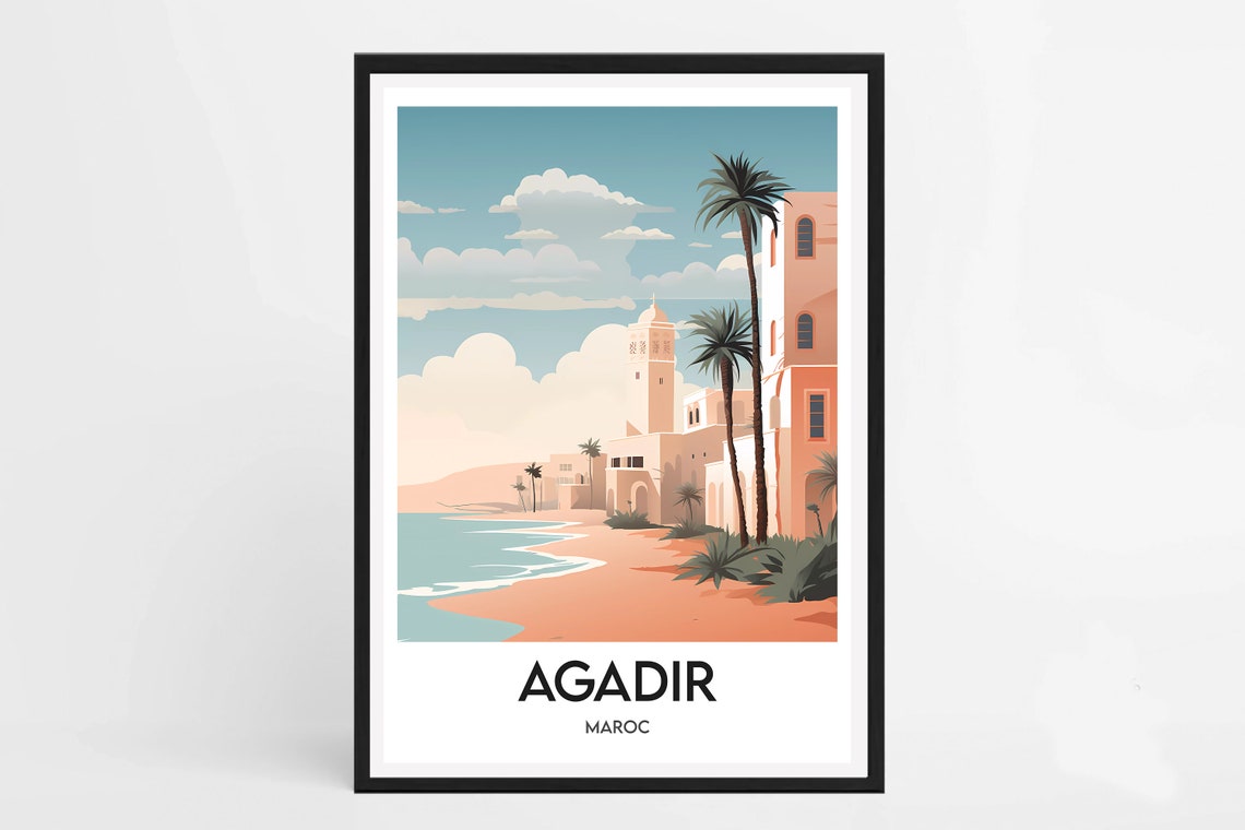 Agadir Morocco Coastal Promenade Palm Trees Atlantic Coast Poster