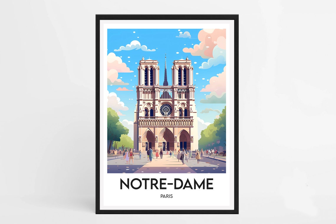 Notre Dame Paris Gothic Cathedral Facade Iconic Landmark Poster
