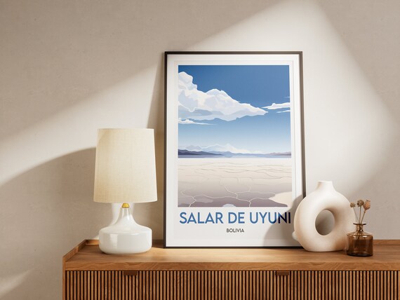 Salar De Uyuni Poster Minimalist Wall Art Salt Desert Illustration Contemporary Wall Decor Gift For Travelers