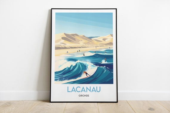 Lacanau Surf Illustration Art Print, Gironde