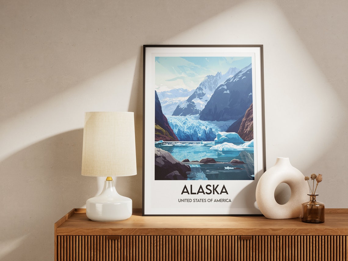 Alaska Glacier Bay Icebergs Mountain Scenic Vintage Travel Poster - Image 2