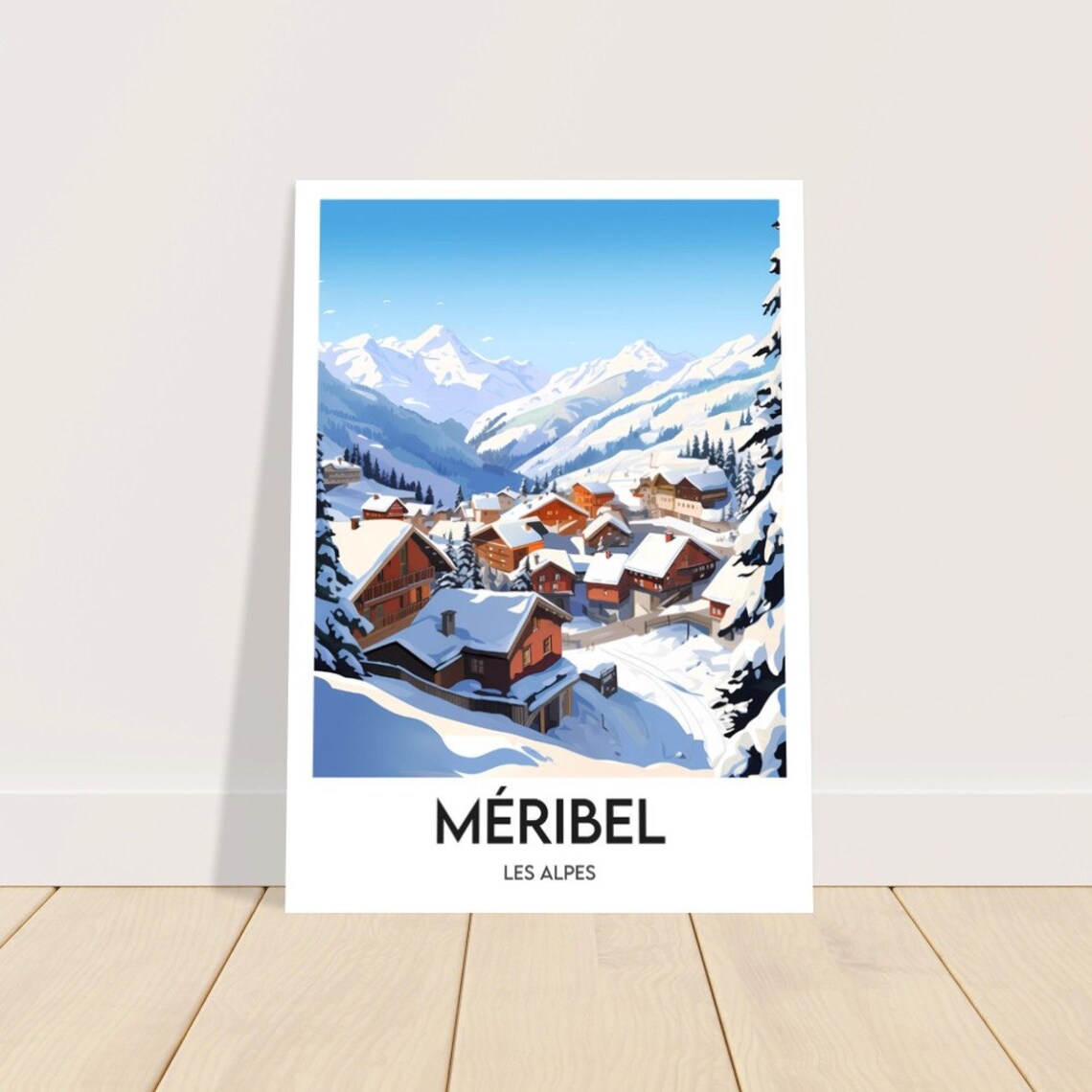 Meribel French Alps Snowy Ski Village Cozy Chalets Travel Poster - Image 2