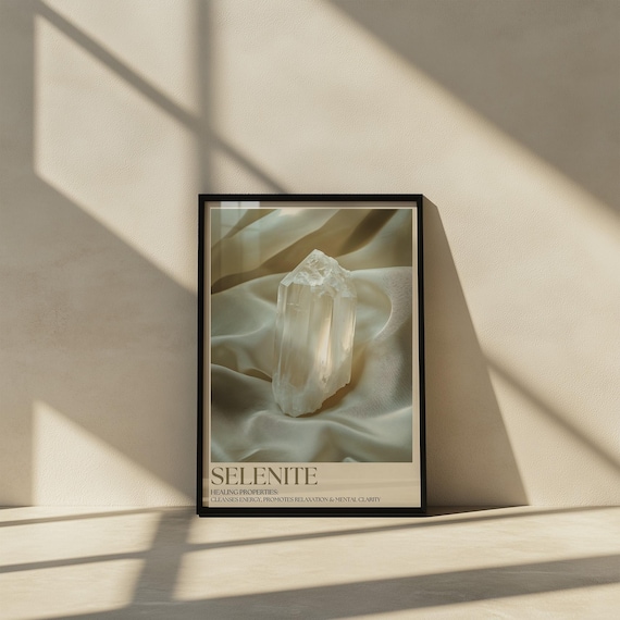 Selenite Healing Crystal Photography Spiritual Relaxation Energy Stone Poster