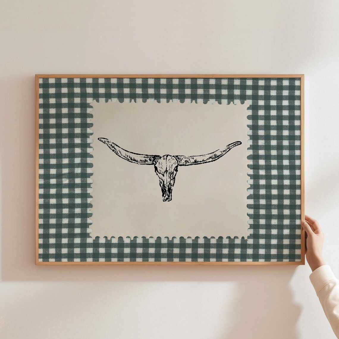 Vintage Gingham Western Bedroom Art Print