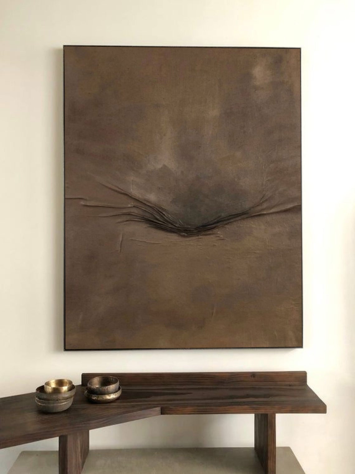 Warm Brown Wabi Sabi Abstract Texture Painting Earthy Minimal Wall Art - Image 3