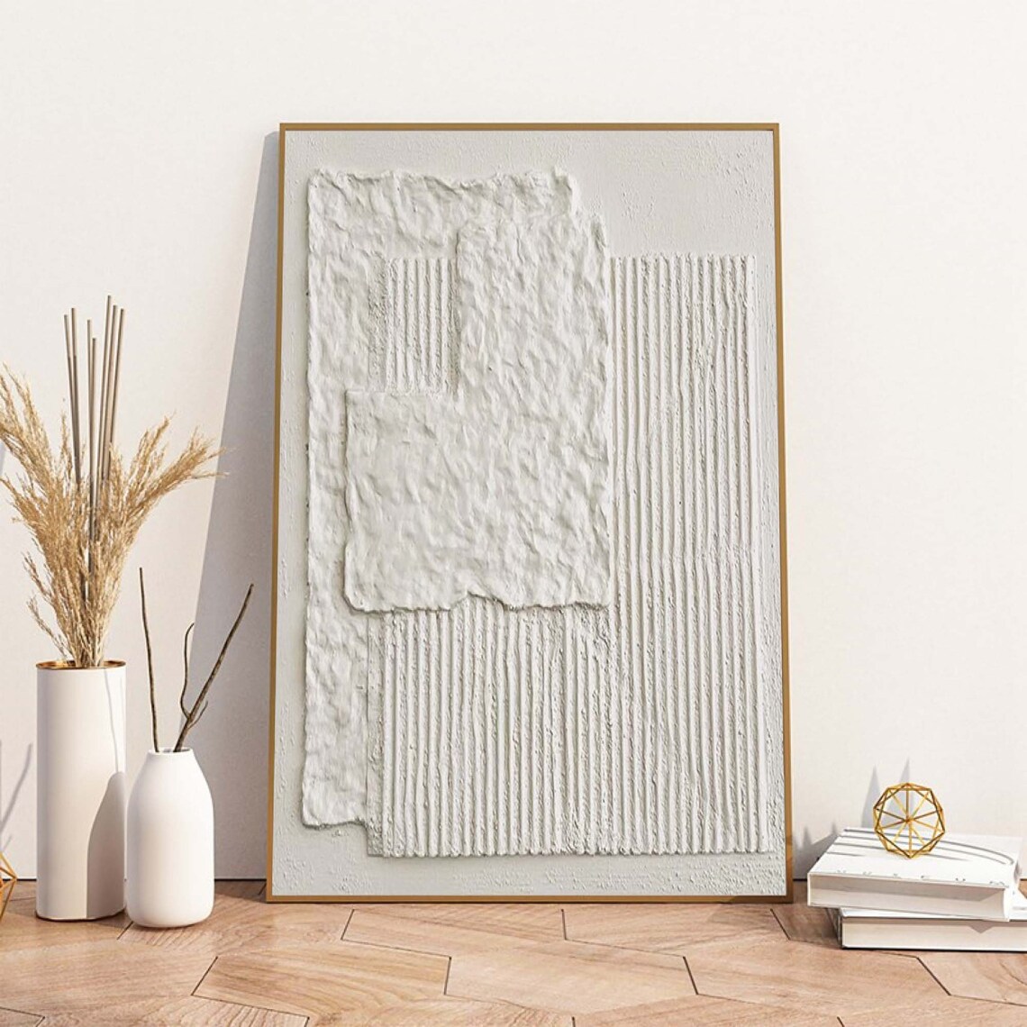 White Plaster Abstract Art, Wabi-Sabi Minimalist Print - Image 2