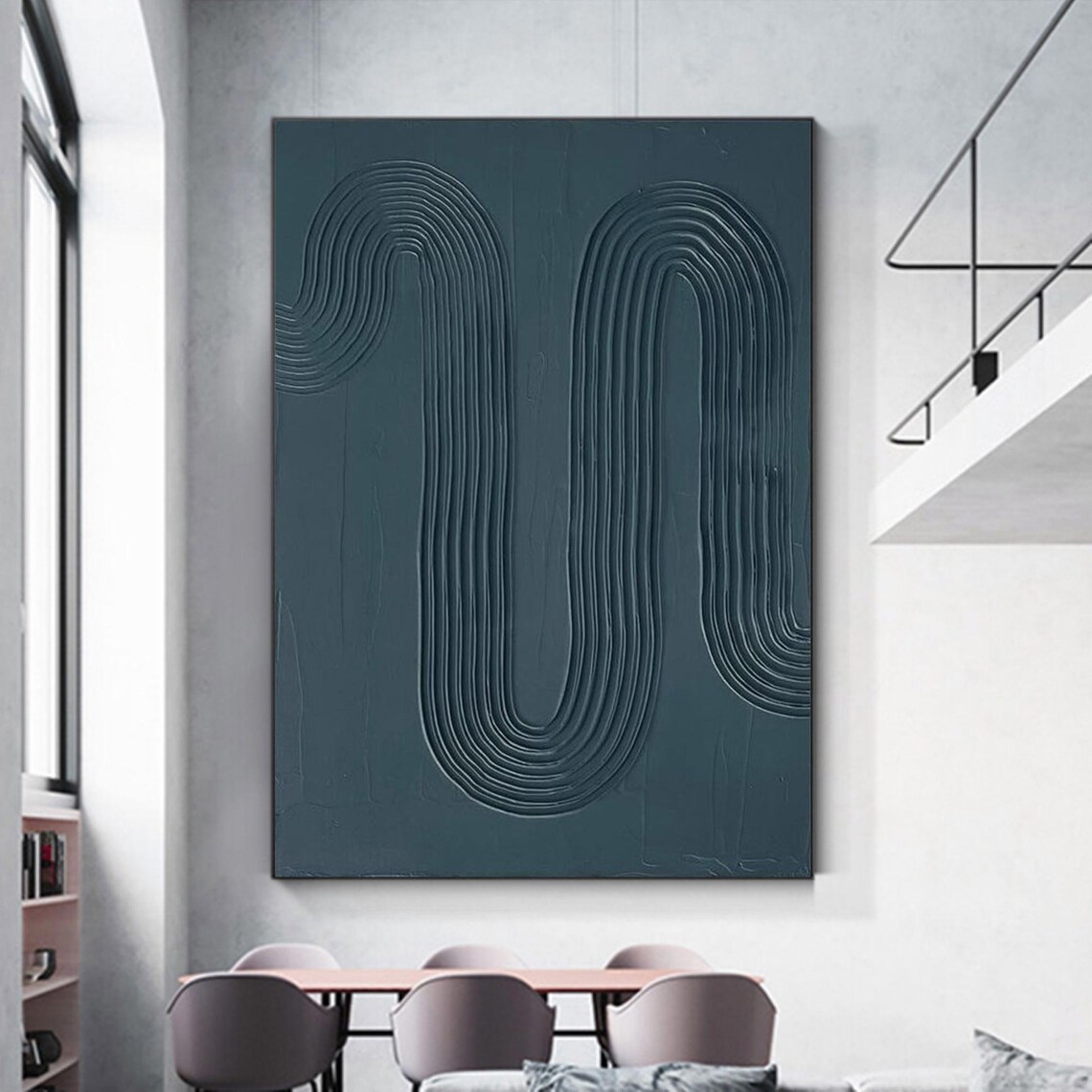 Blue Green Minimalist Abstract Art Print - Image 2