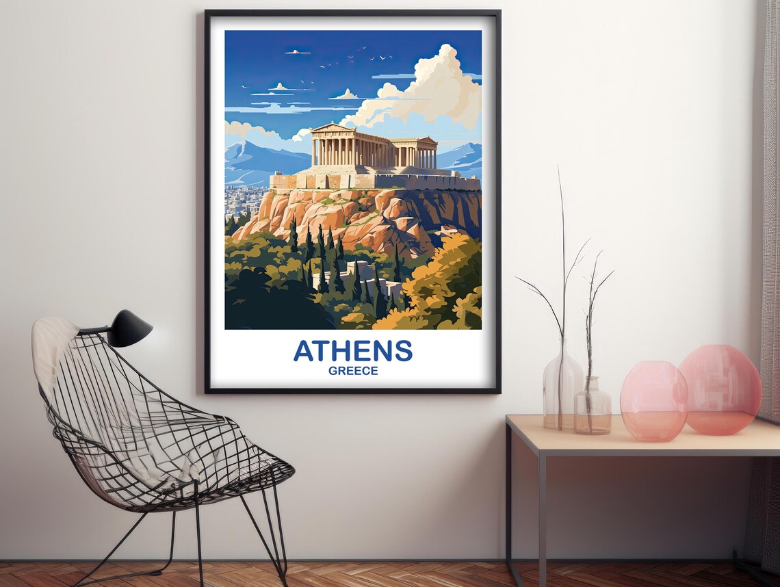 Athens Greece Travel Poster, Art Gift