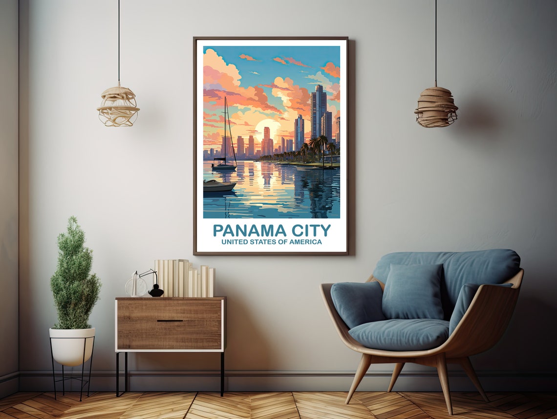 Panama City Travel Print Panama City Travel Wall Art Florida Wall Art City Skyline Wall Art Florida Wall Art Travel Art Dt2naflcp1 - Image 2