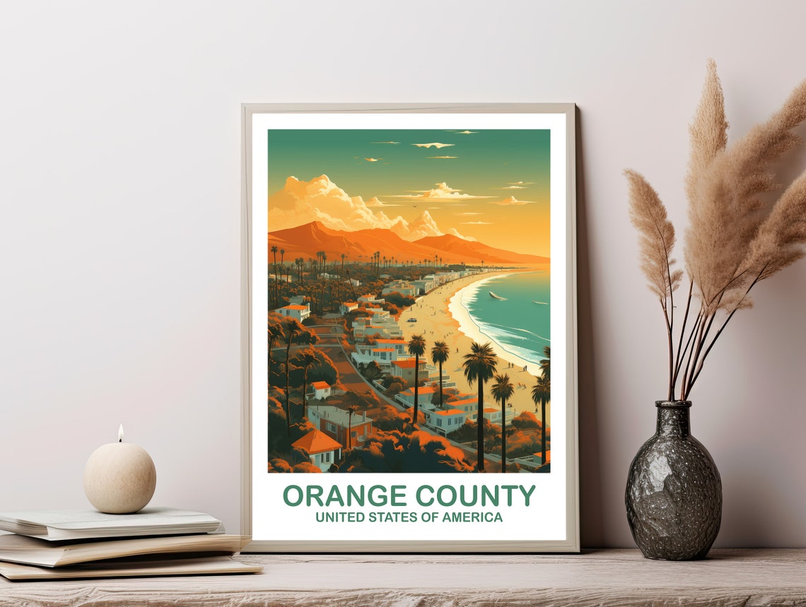 Orange Country Travel Print California Travel Wall Art Los Angeles Art City Skyline Wall Art California Wall Art Dt2nacaoc1 - Image 2