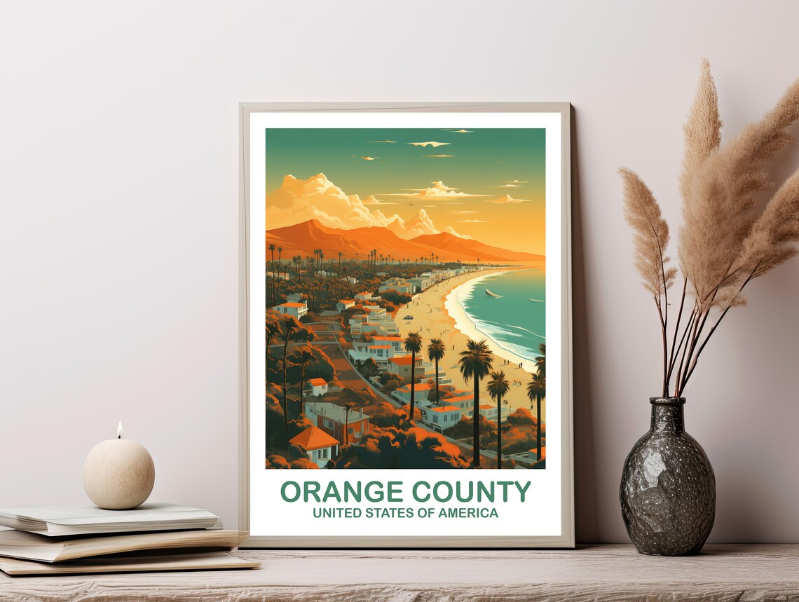 Orange County California Sunset Beach Coast Vintage Travel Poster - Image 2