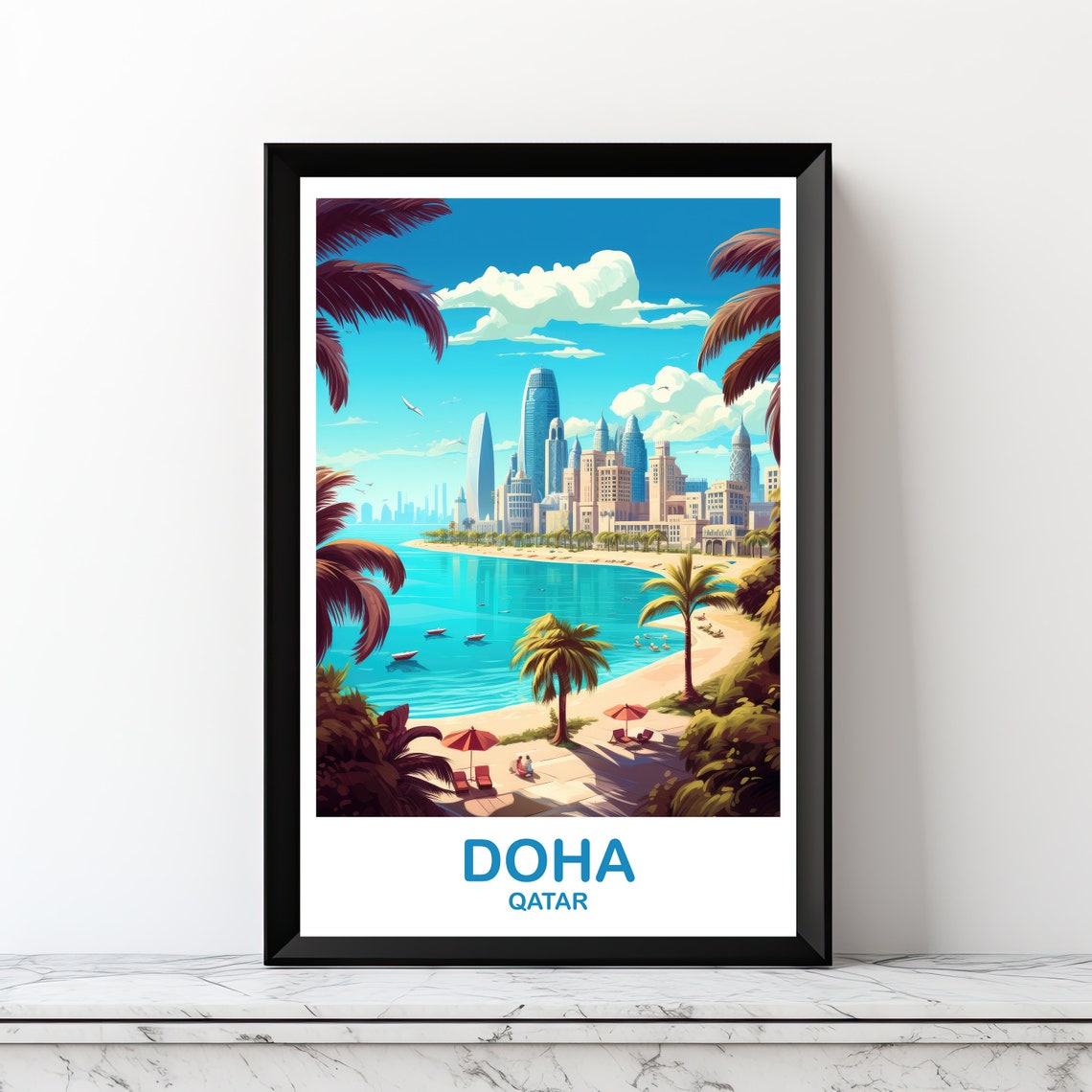 Doha Travel Wall Art Doha Skyline Qatar Travel Art City Skyline Wall Art Travel Art Asia Travel Art Dt2asqado1
