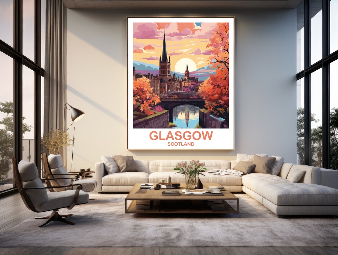 Glasgow Travel Poster Art Glasgow Travel Art Scotland Wall Art Glasgow Scotland Travel Poster Art Travel Wall Art T2euscgl1 - Image 3