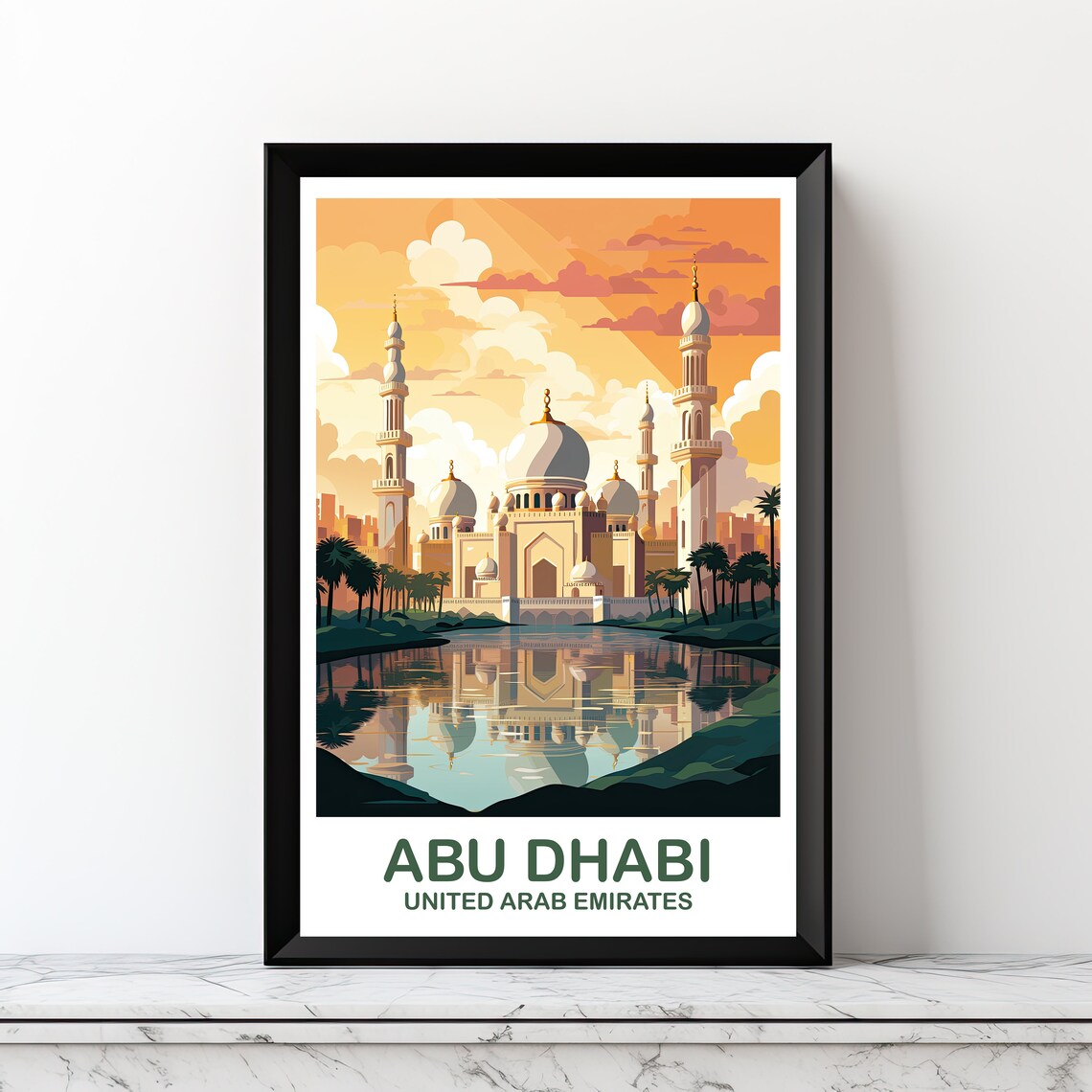 Abu Dhabi Travel Poster, Dubai City Skyline