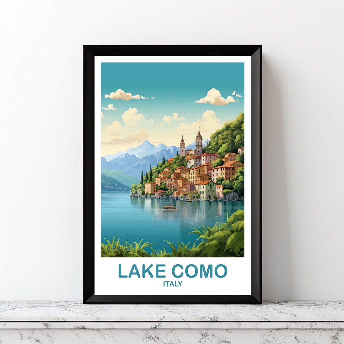Lake Como Travel Poster, Italy