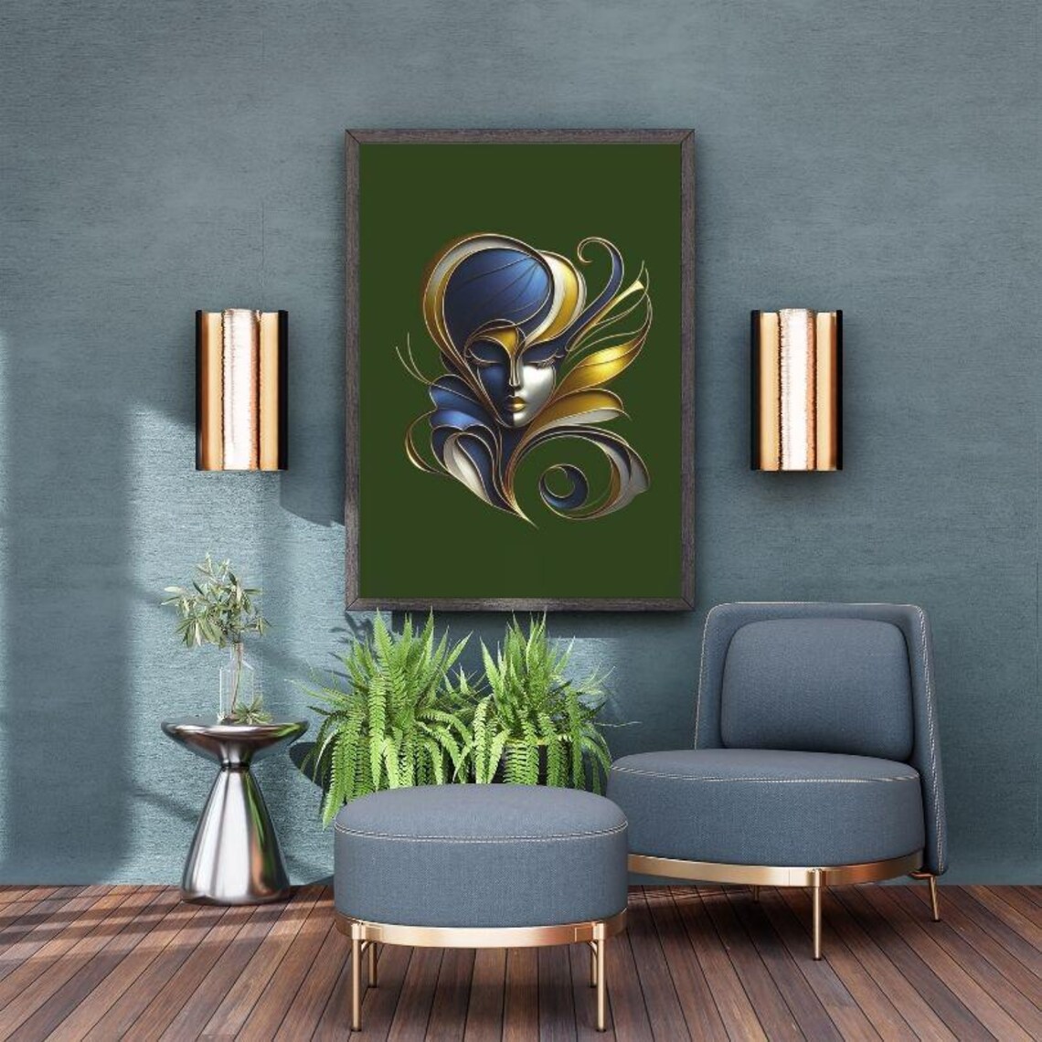 Colorful Abstract Woman Face in Modern Portrait Style Poster - Image 2