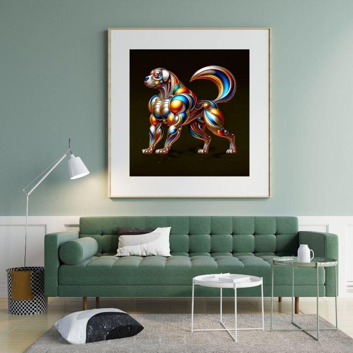 Muscular Gold Blue Metallic Bodybuilder Dog Modern Art Poster - Image 3