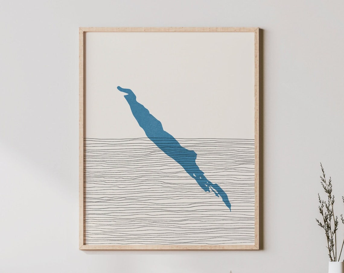 Lacamas Lake Washington Minimalist Boho Map Lakehouse Decor Poster