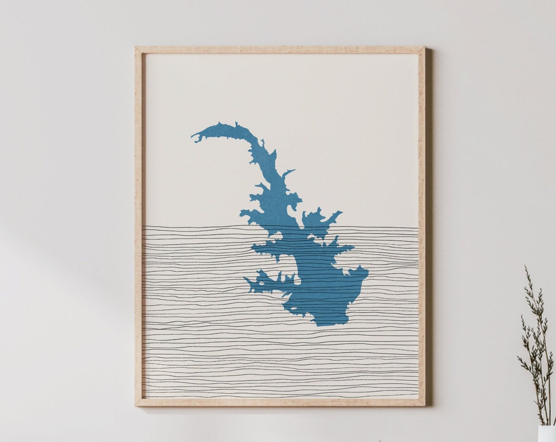 Lake Balboa Arkansas Boho Line Art Lakehouse Map Wall Poster