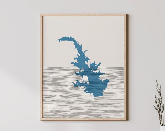 Lake Balboa Arkansas Boho Line Art Lakehouse Map Wall Poster