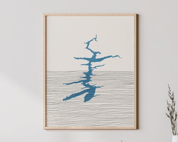 Dierks Lake Arkansas Boho Line Art Lakehouse Map Wall Poster