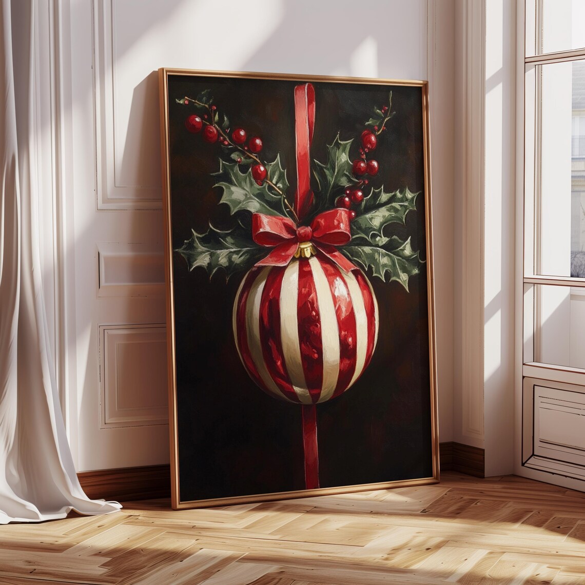 Christmas Ornament Art Print, Red Holiday Decor