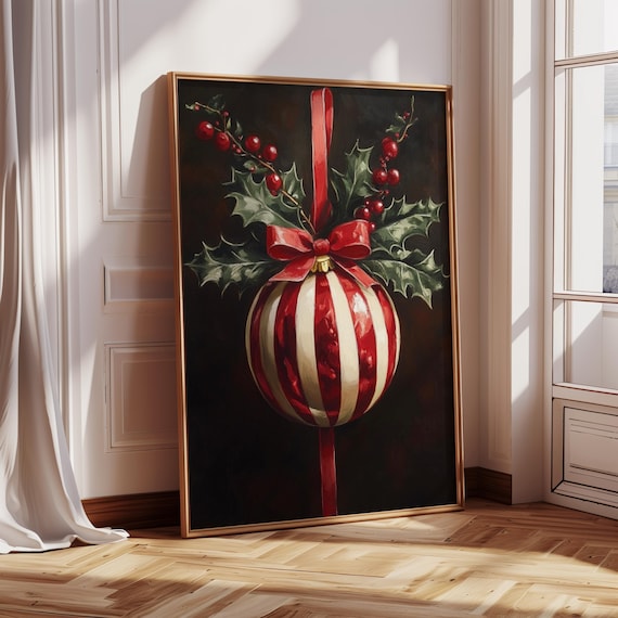 Christmas Ornament Art Print, Red Holiday Decor