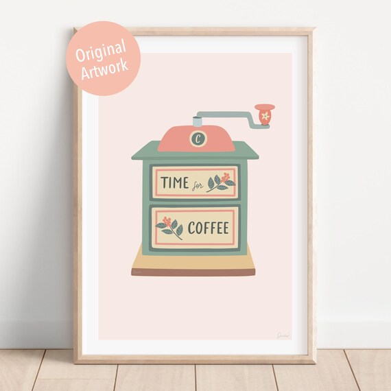 Retro Coffee Grinder, Kitchen Art Poster