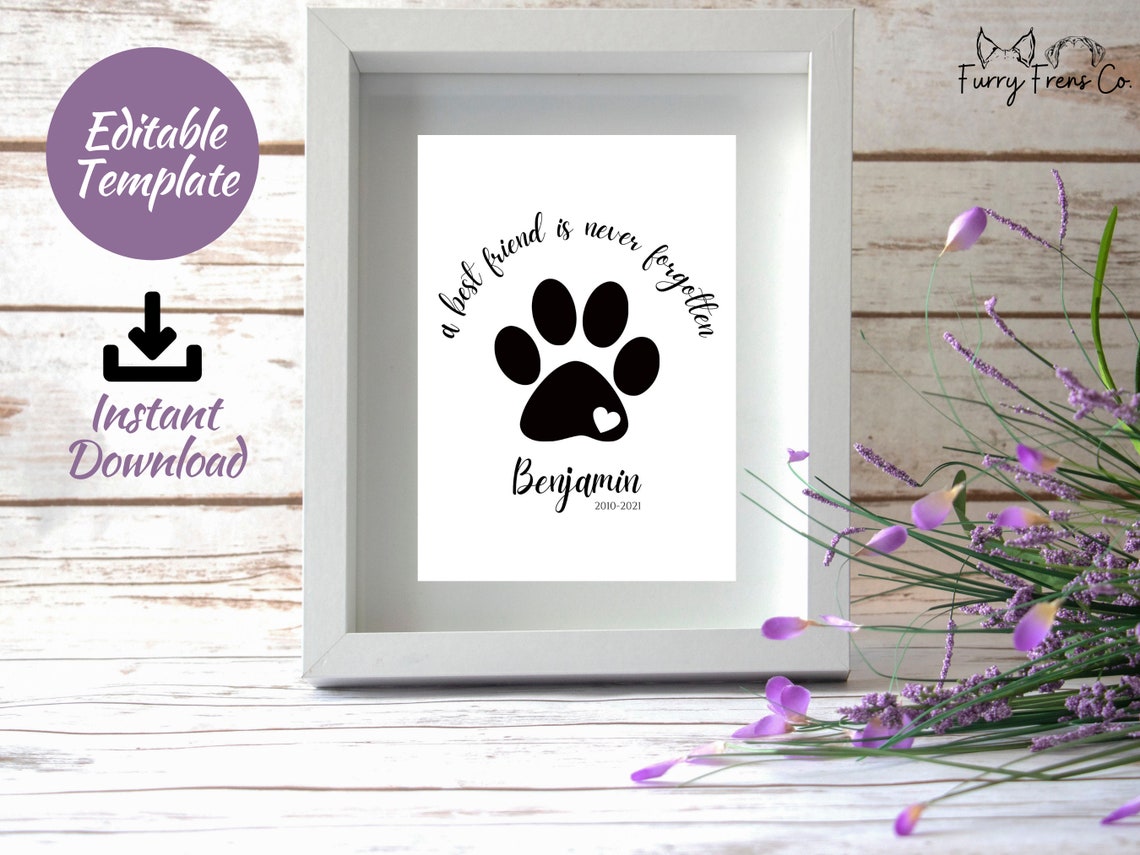 A Best Friend Is Never Forgotten Pet Paw Memorial Gift Poster