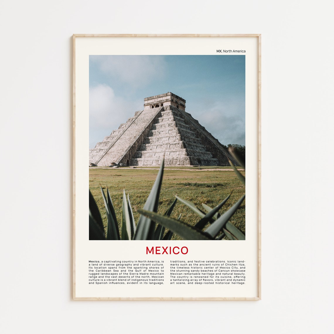 Chichen Itza Mayan Pyramid Agave Film Photo Mexico Travel Poster
