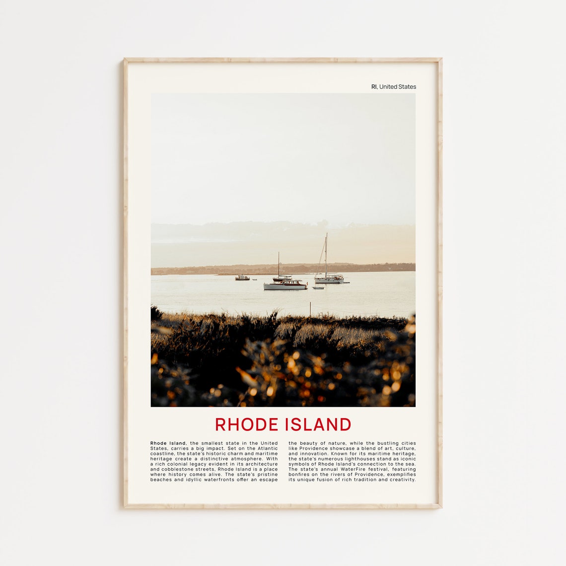 Rhode Island Harbor Sailboats at Sunset Film Photo Coastal Poster
