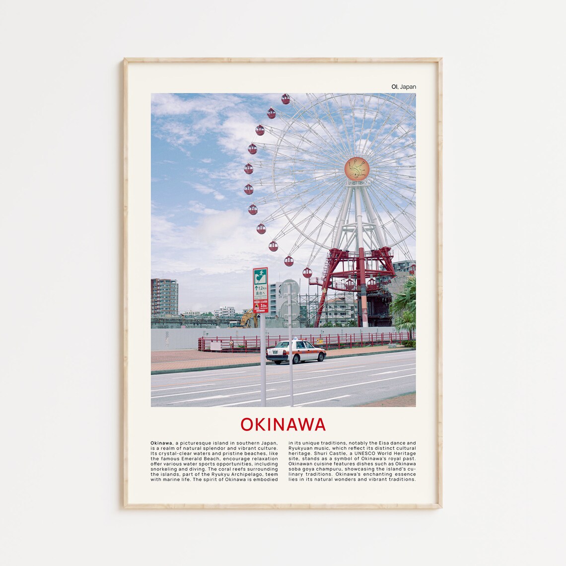 Okinawa Japan Giant Ferris Wheel Street Film Photo Travel Poster