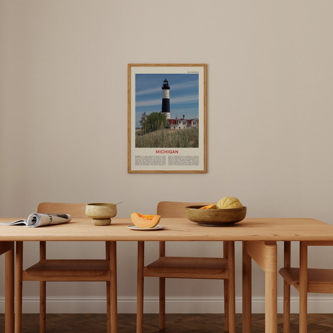Michigan Lighthouse Black And White Tower Great Lake Photo Poster - Image 4