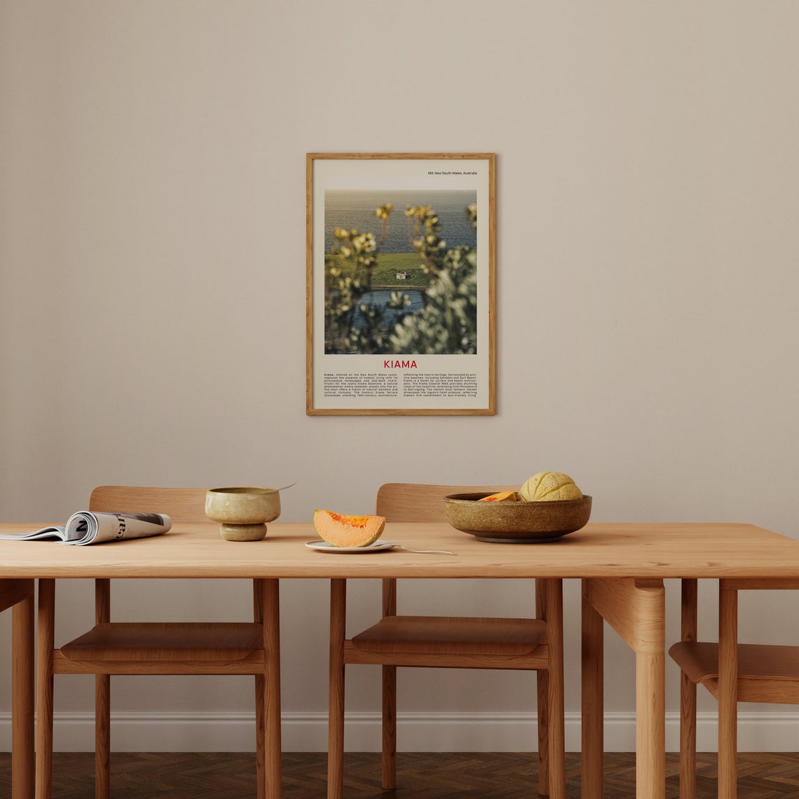Kiama Australia Ocean Coast Headland View Through White Flowers Poster - Image 4