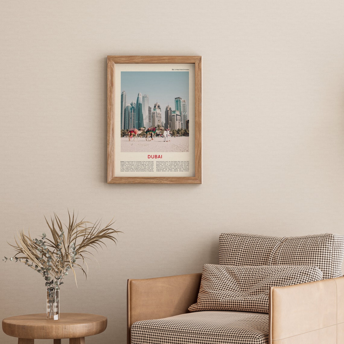 Dubai UAE Camels on Beachfront Skyline Film Photo Travel Poster - Image 3