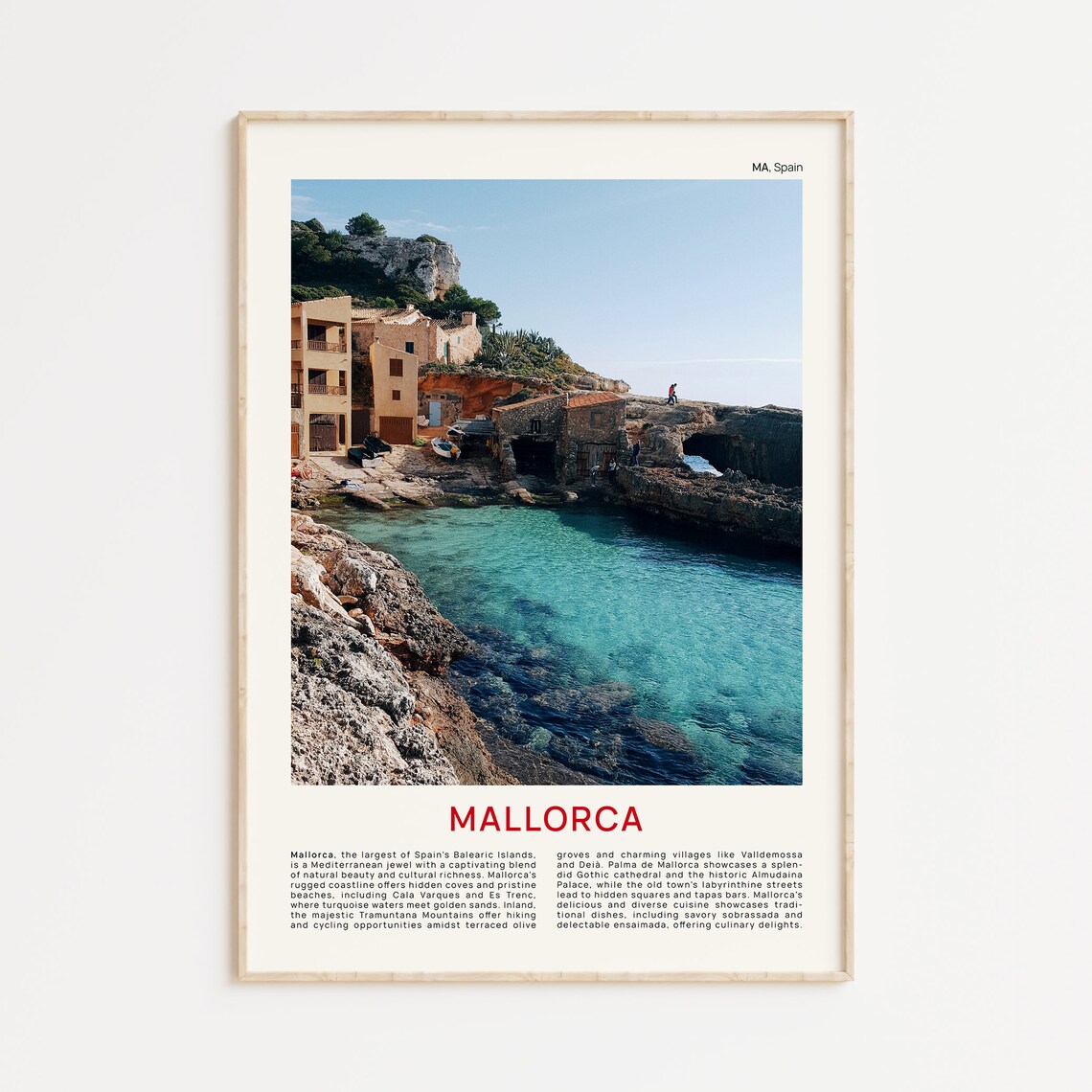 Mallorca Rocky Cove Turquoise Water Spain Island Travel Poster