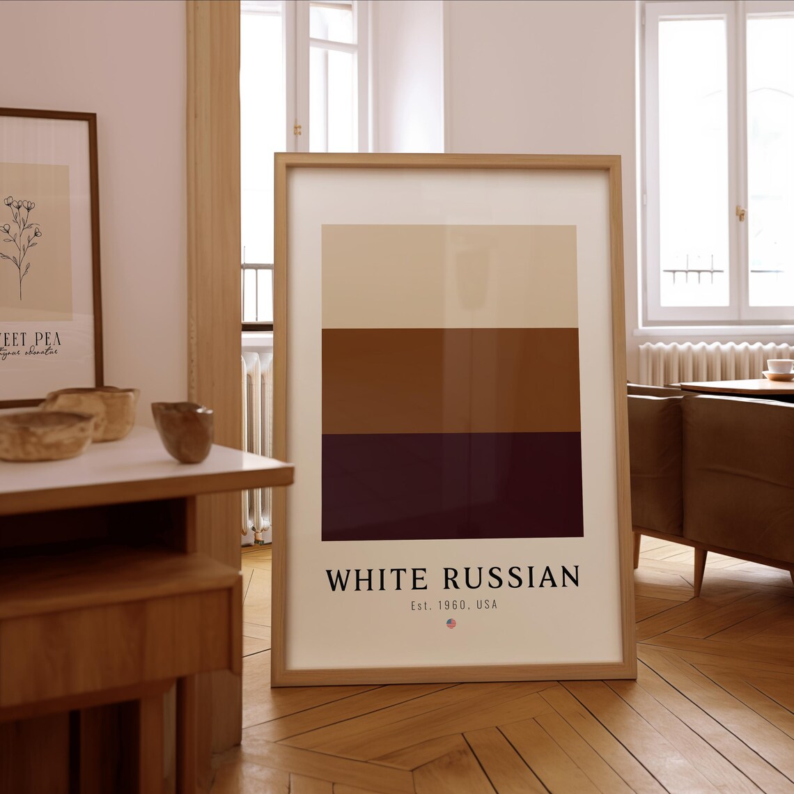 White Russian Cocktail Art Print Minimalist Bar Wall Decor Framed Or Unframed Poster Gift For Mixologists